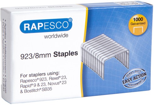 Nieten Rapesco Heavy Duty 923 8mm 1000st zilver 1000 Stuk