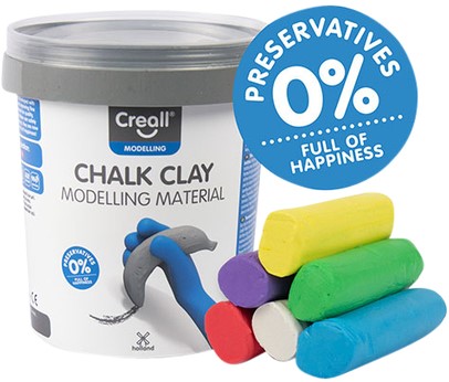 Stoepkrijtklei Creall 6 stuks 6 kleuren 125 gram 6 emmer