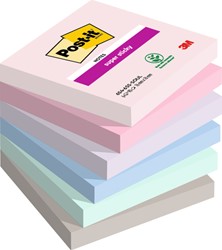 Memoblok Post-it 654 Super Sticky 76x76mm Soulful 6 Stuk