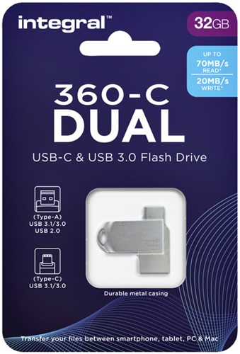 USB-stick Integral 3.0 USB-360-C Dual 32GB 1 Stuk-3