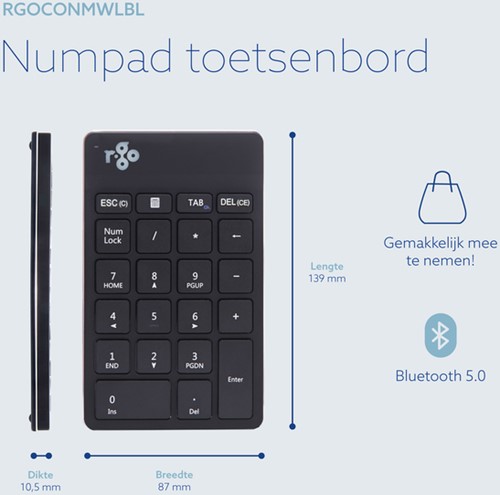 Toetsenbord R-Go Ergonomisch Numpad Break Wireless 1 Stuk-2