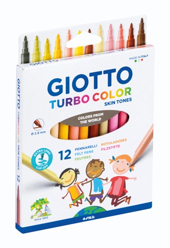 Viltstift Giotto Turbo Color Skin Tones 12 kleuren 12 Stuk