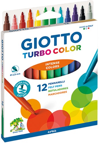 Viltstift Giotto Turbo Color ass 12st 12 Stuk