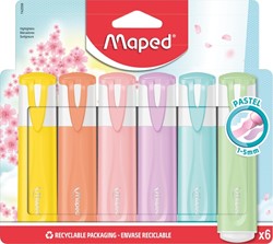 Markeerstift Maped set à 6 pastel kleuren 6 Stuk