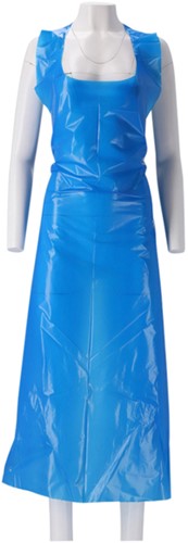 Schort CMT 125x80cm 25mu geruwd op rol PE blauw 100 Stuk