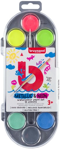 Waterverfset Bruynzeel Kids metallic en neon 12 Stuk