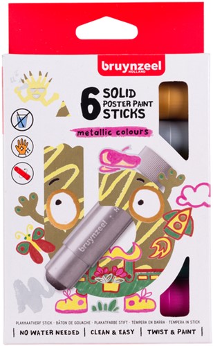 Verfstiften Bruynzeel Kids set 6 metallickleuren 6 Stuk
