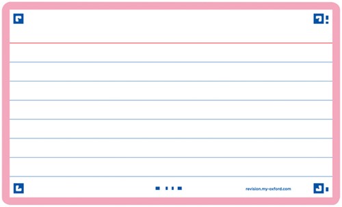 Flashcard Oxf 2.0 75x125mm 80vel 250gr lijn roze 80 Vel