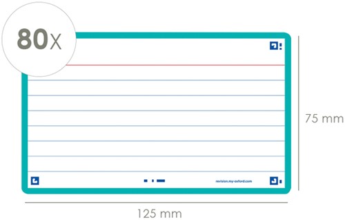 Flashcard Oxf 2.0 75x125mm 80vel 250gr lijn mint 80 Vel-2