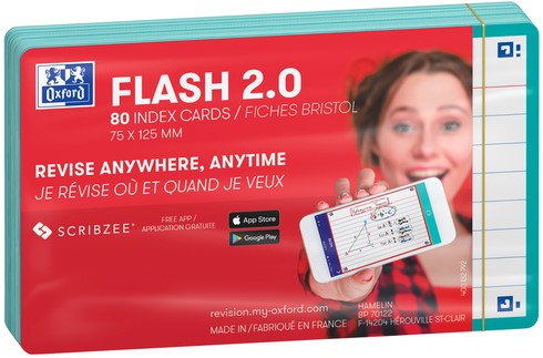 Flashcard Oxf 2.0 75x125mm 80vel 250gr lijn mint 80 Vel-1