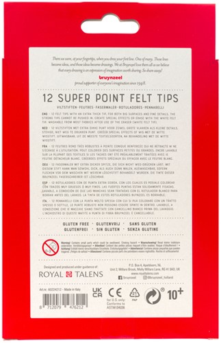 Viltstift Bruynzeel Super Point set 12 kleuren 12 Stuk-2
