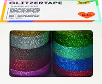 Plakband Folia glitter 5mx15mm 10 stuks 10 kleuren 10 Set