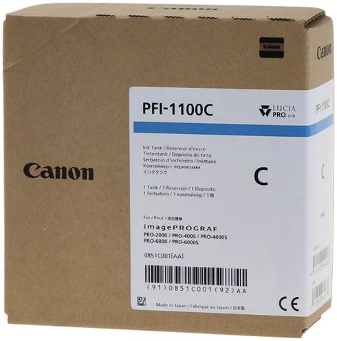 Inktcartridge Canon PFI-1100 blauw 1 Stuk