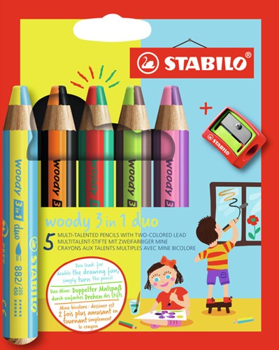 Kleurpotlood STABILO 882 woody 3 in 1 5st assorti 5 Stuk