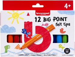 Viltstift Bruynzeel Kids Big Point set 12 kleuren 12 Stuk