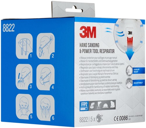 Stofmasker 3M 8822 FFP2 met ventiel 5st 5 Stuk-3