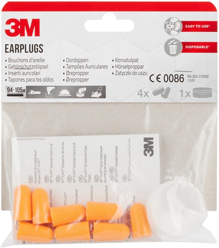 Oordoppen 3M 1100 met opbergdoos 4 paar 94-105db 4 Paar