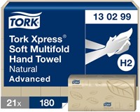 Handdoek Tork H2 Advanced 2laags 213x240mm naturel 21 Stuk
