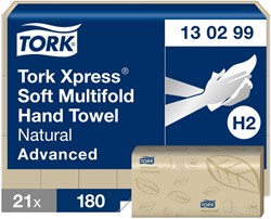 Handdoek Tork H2 Advanced 2laags 213x240mm naturel 21 Stuk