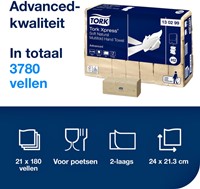 Handdoek Tork H2 Advanced 2laags 213x240mm naturel 21 Stuk-2