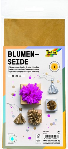 Zijdevloeipapier Folia 50x70cm 20gr nr65 goud 5vel 5 Vel