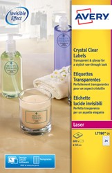 Etiket Avery L7780-25 rond 40mm transparant 600st 25 Vel