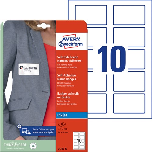 Badge Avery J4785-20 80x50mm wit 200st 20 Vel-2