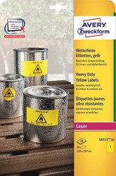 Etiket Avery L6111-20 210x297mm geel 20stuks 20 Vel