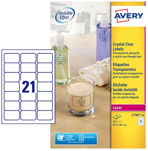 Etiket Avery L7782-25 63.5x38.1mm tr 525st 25 Vel-2