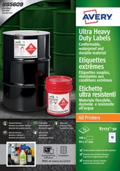Etiket Avery B7173-50 99x57mm polyester wit 500st 50 Vel