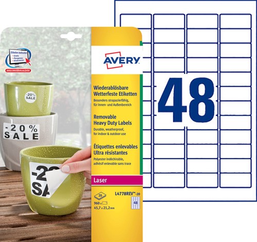 Etiket Avery L4778REV 45.7x21.2mm wit 960stuks 20 Vel-2