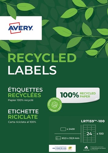 Etiket Avery LR7159 63.5x33.9 recycled wt 2400st 100 Vel