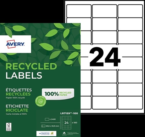 Etiket Avery LR7159 63.5x33.9 recycled wt 2400st 100 Vel-2
