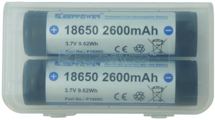 Accu 18650-26h pcb beschermd 2600mah 3.7v 2 Stuk-2
