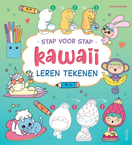 Tekenboek Deltas stap voor stap Kawaii 1 Stuk