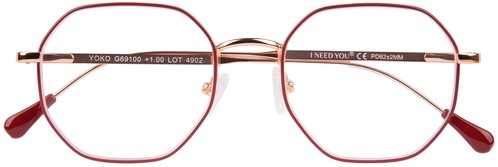 Leesbril I Need You +1.00dpt Yoko rood-koper 1 Stuk