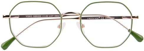 Leesbril I Need You +1.00dpt Yoko groen-goud 1 Stuk