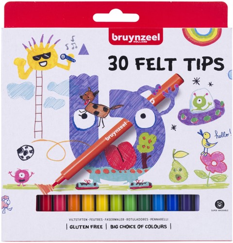 Viltstift Bruynzeel Kids 30 kleuren 30 Stuk