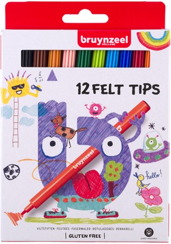 Viltstift Bruynzeel Kids set 12 kleuren 12 Stuk