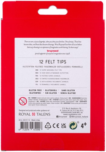 Viltstift Bruynzeel Kids set 12 kleuren 12 Stuk-3