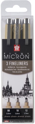 Sakura Pigma Micron Etui 3 Fineliners Zwart 3 Stuk