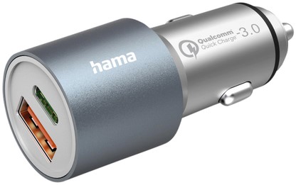 Autolader Hama 1x USB-C 1x USB-A 38W metaal 1 Stuk