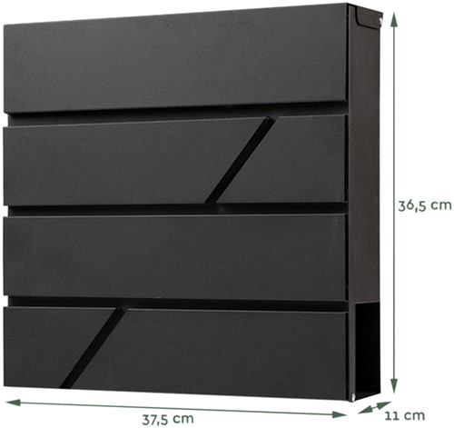 Brievenbus BRASQ PB200 Deluxe wand zwart 1 Stuk-2