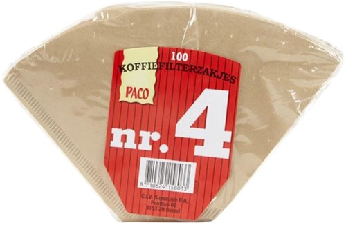 Koffiefilter Paco bruin nummer 4 100st 100 Stuk