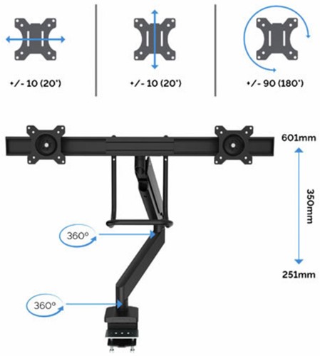 Monitorarm Fellowes Eppa Crossbar zilver 1 Stuk-1