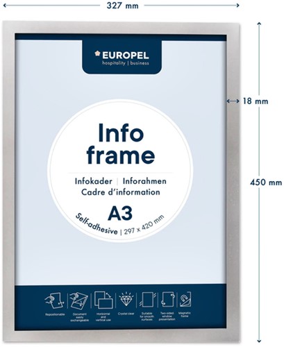 Infokader Europel zelfklevend A3 zilver 2 Stuk-3