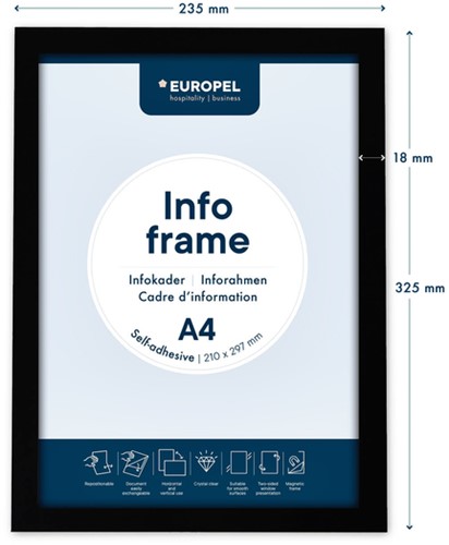 Infokader Europel zelfklevend A4 zwart 2 Stuk-3