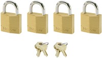 Hangslot MasterLock 4 gelijksluitend messing 20mm 4 Stuk