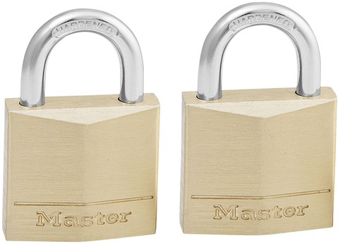 Hangslot MasterLock 2 gelijksluitend messing 30mm 2 Stuk