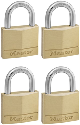 Hangslot MasterLock 4 gelijksluitend messing 50mm 4 Stuk